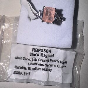 Bomb Party “She's Magical” RBP5504 Peach Topaz Ring and genuine quartz